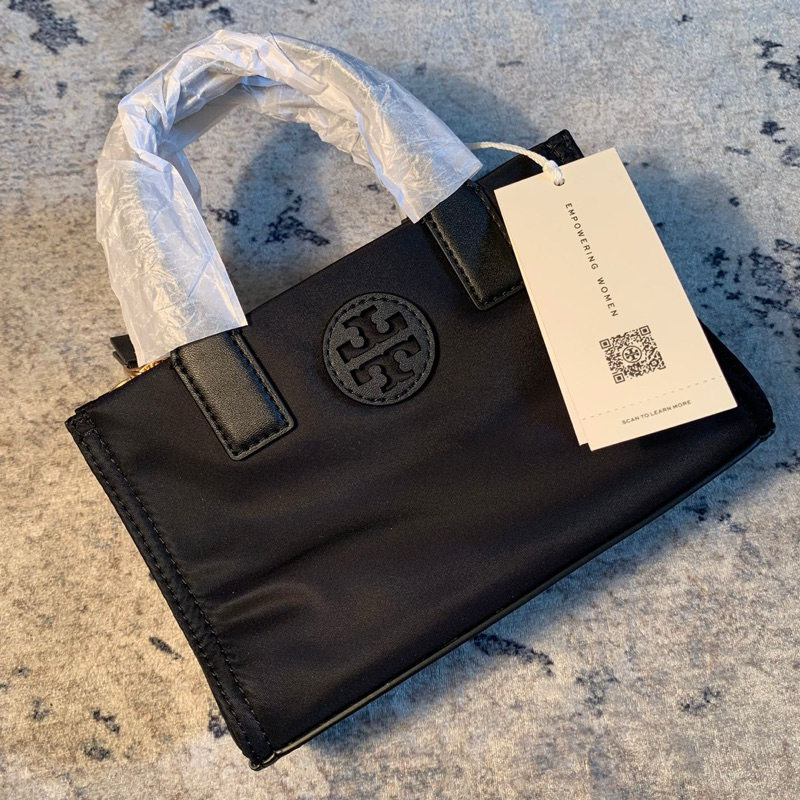 tas dompet sepatu wallet tb tory burch ella nylon mini tote black (original/authentic) serious buyer