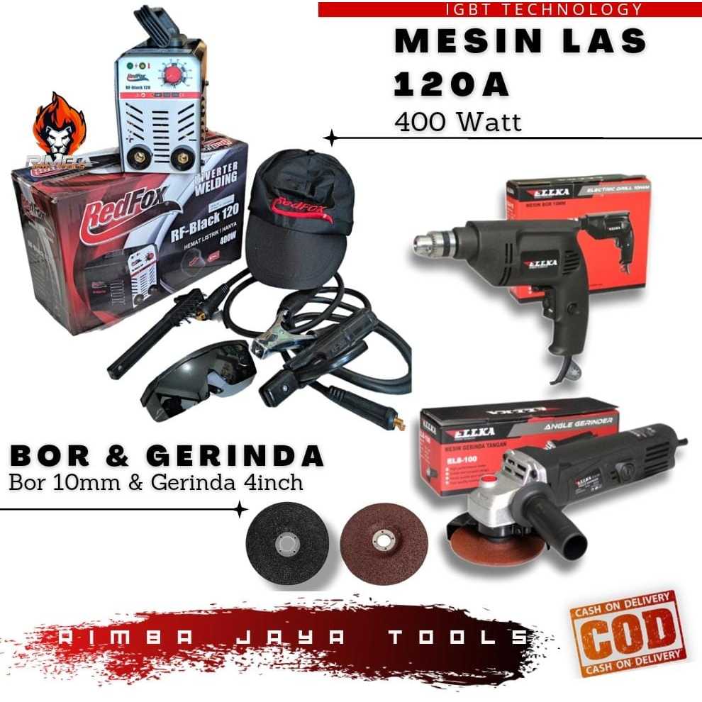 44cipay - REDFOX Mesin Las Listrik 120A 400W Inverter MMA Trafo Las Portable Alat Las Teknik
