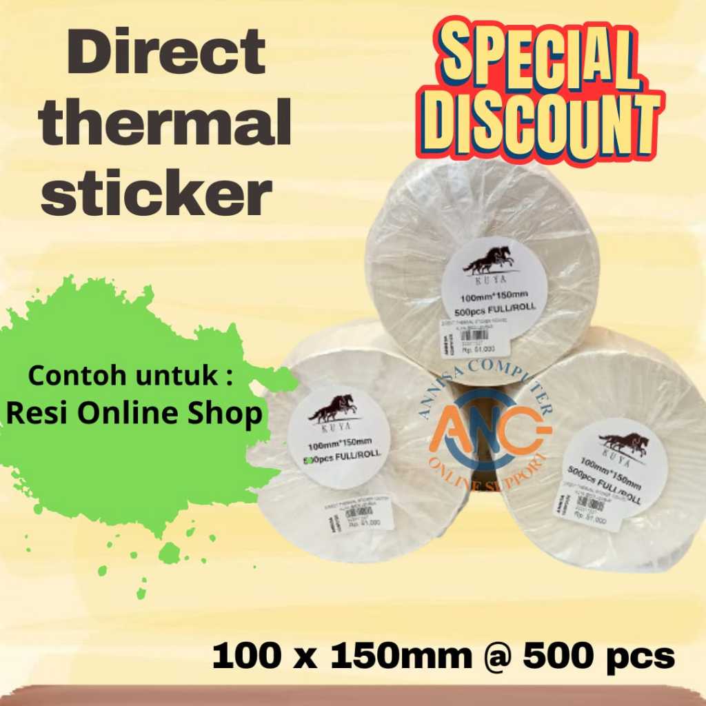 

Direct Thermal Sticker KUYA / Label Resi Online 100 x 150mm Isi 500 pcs