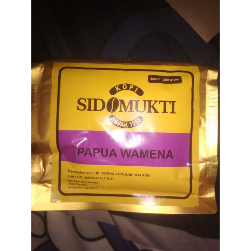 

100 % kopi Arabica Sidomukti Papua Wamena 250g