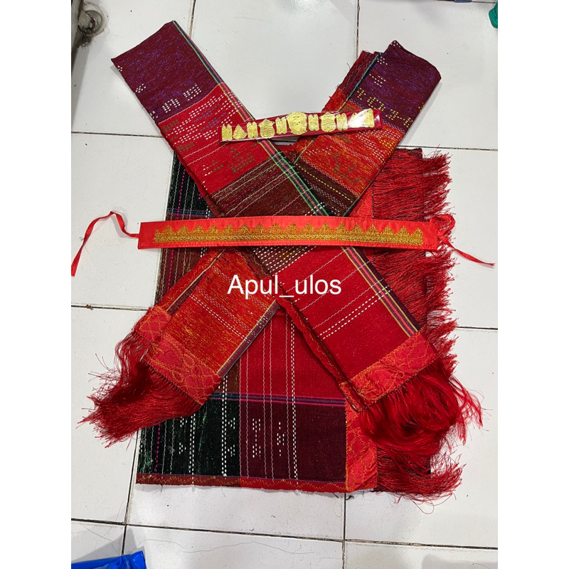 Set sortali lempengan emas, sortali pinggang, 2selendang dan 1 ulos utk rok