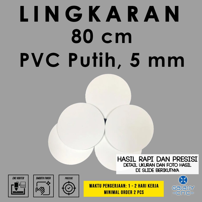 Lingkaran 80 cm - Tebal 5 mm - PVC Foam Board warna putih /MDF/Triplek