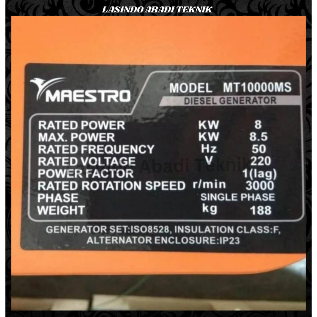 Genset Silent Maestro MT10000MS MT 10000 MS 8000 Watt