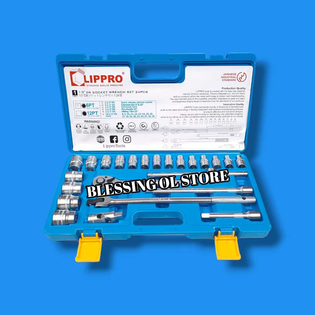 LIPPRO KUNCI SOK SET 24 PCS BOX PVC 6 PT - KUNCI SOCK SHOCK SET