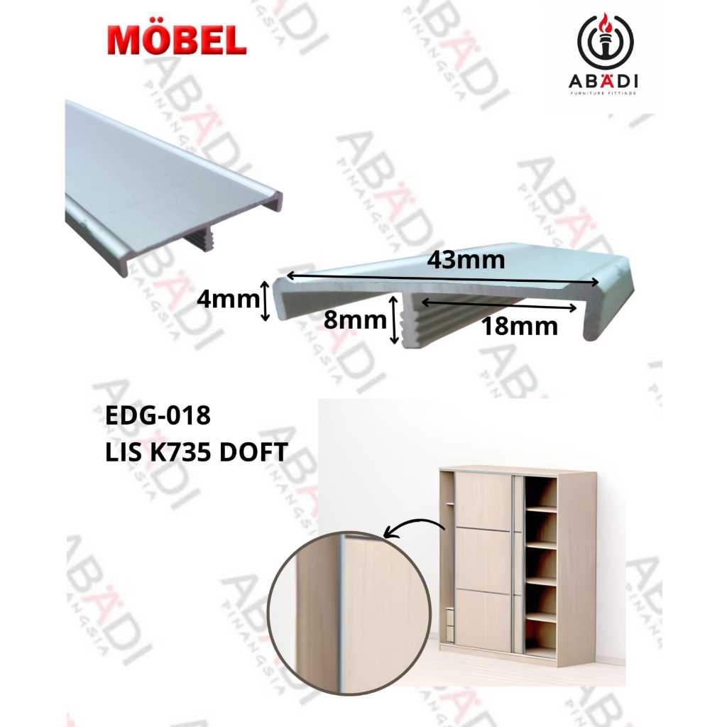 Lis List Variasi Edging Alumunium Pinggiran Profil Frame Lemari Pakaian Penutup Furniture