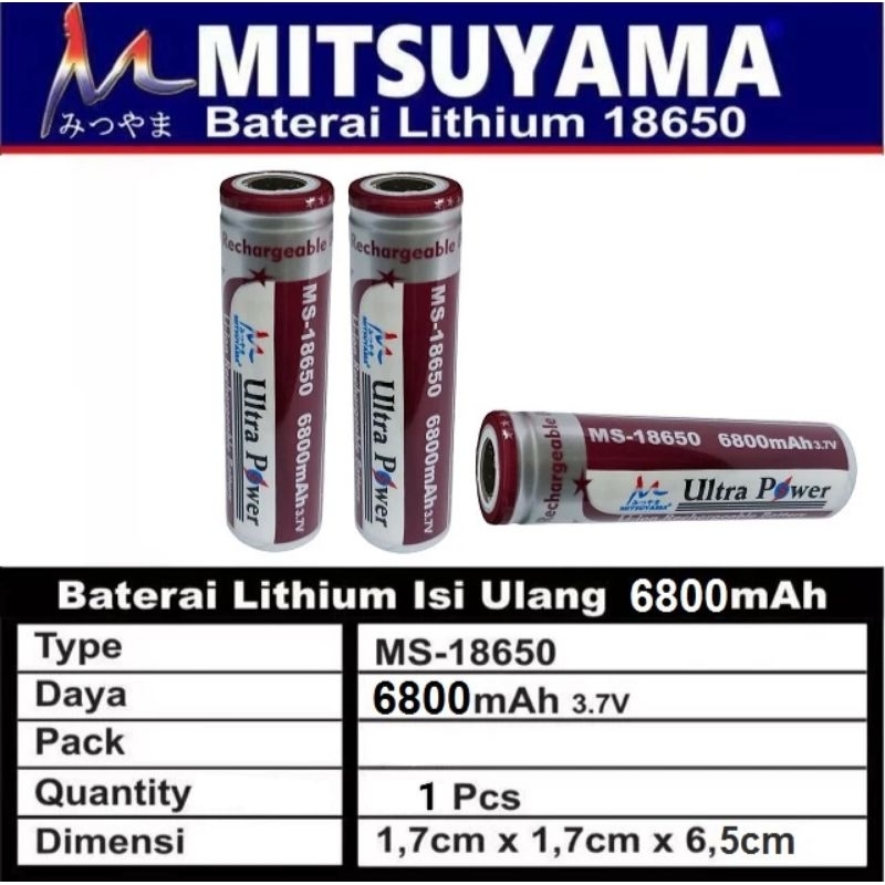 BATERAI CAS DENGAN KAPASITAS 6800 mAh ultra power dan ultrofire