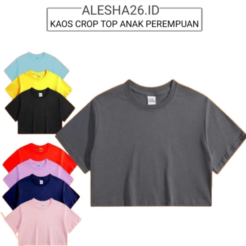 ALESHA26.id Blouse Anak Perempuan  T shirt Crop Top Basic Remaja Wanita Polos Warna Hitam Putih Mera