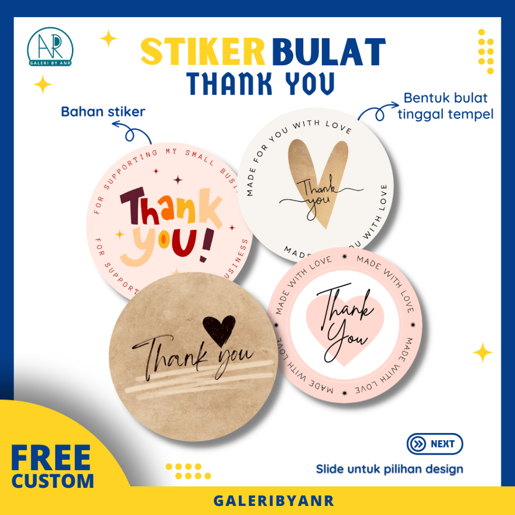 

D46 ticker bulat thank you custom | Stiker terima kasih segel bulat label Thank You for your order free design