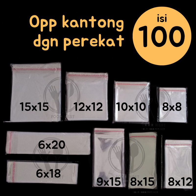 [ISI 100 pc] PLASTIK OPP LEM PLASTIK OPP KECIL MURAH UKURAN 6X18 OPP 9X15 OPP 10X10 OPP 12X12 OPP 15