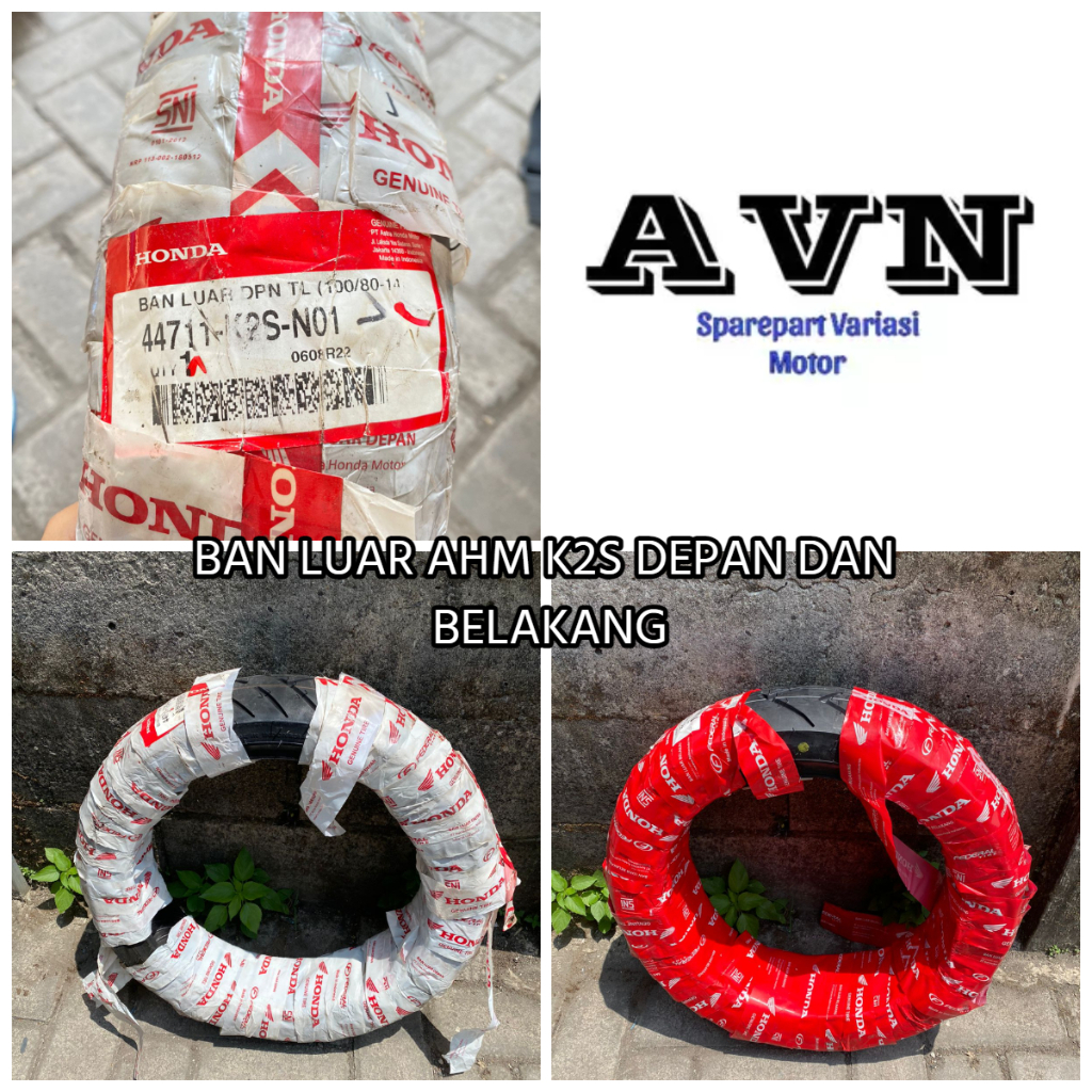 BAN LUAR AHM DEPAN BELAKANG K2S PCX VARIO 160 UKURAN 100/80-14 120/70-14 AHM ORIGINAL