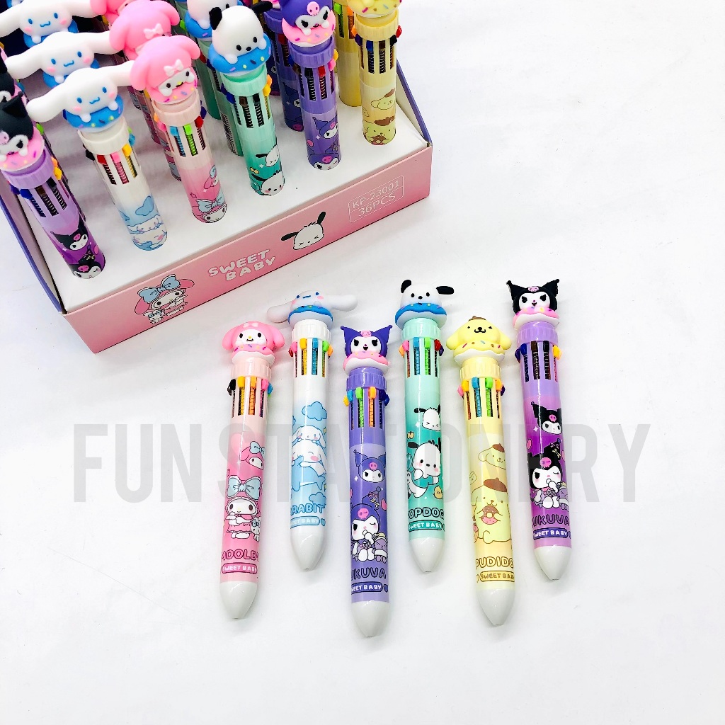 

(10 WARNA) PULPEN SANRIO WARNA WARNI 23001 / BALL PEN / PENA KUROMI MELODY