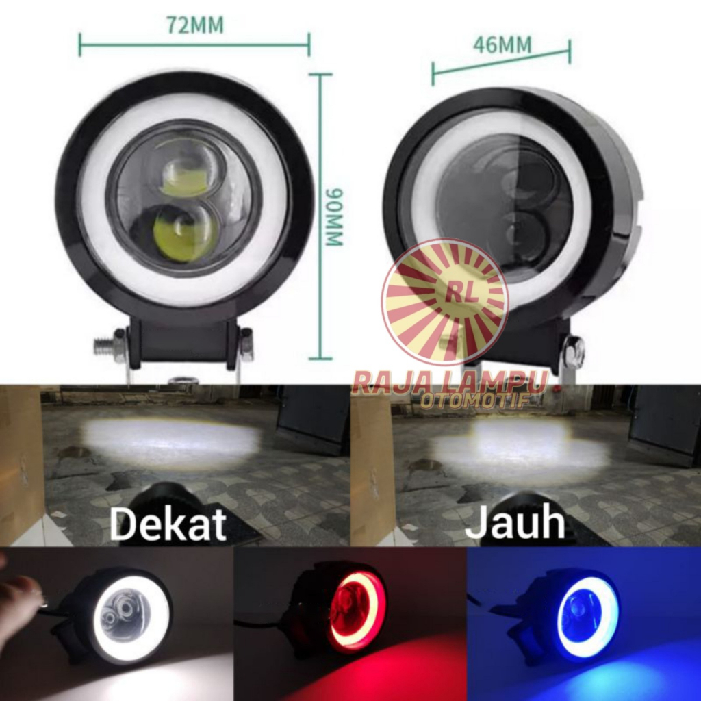 Lampu tembak sorot Bulat LED 4D HI LOW 2LED CWL 2 mata lensa