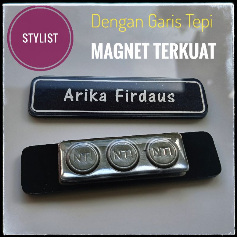 

Name Tag - Papan Nama Dada - Totally Double Acrylic - PILIHAN 2 - Pengait Peniti dan Magnet
