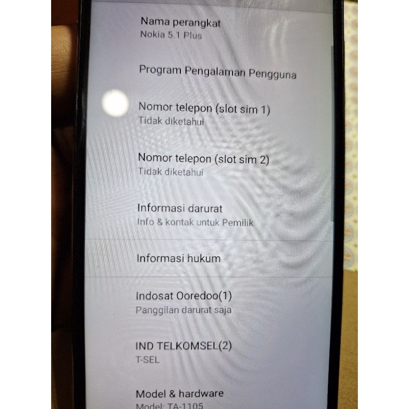 mesin nokia 5.1 plus TA-1105 ram 3/32 minus sinyal