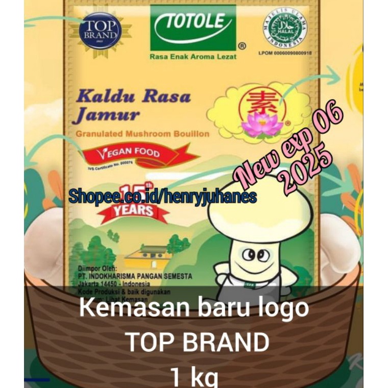 

MODEL HUN88 Totole kaldu jamur kemasan jumbo 1 kg 1 gram 1kg logo halal