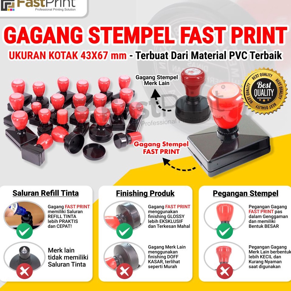 

Murah Banget Gagang Stempel Flash Kilat Warna Ukuran Kotak 43x67 MM