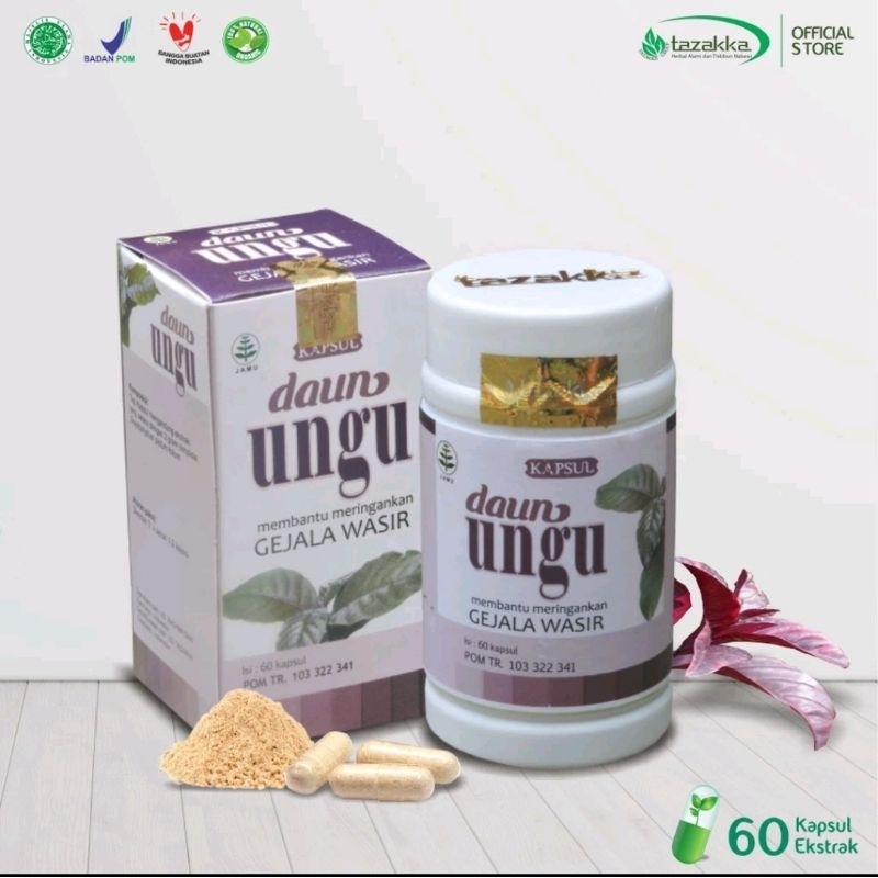 

TAZAKKA - Kapsul Daun Ungu Obat Herbal Wasir & Ambeien isi 60 @2gr