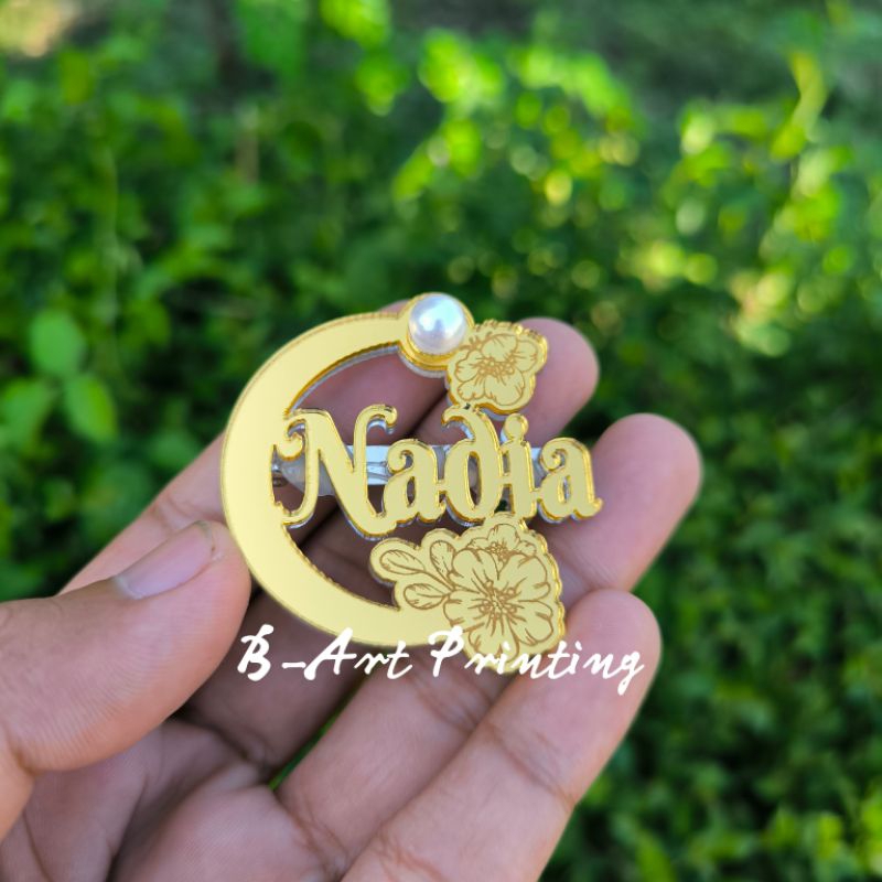 (BM) PREMIUM BROS NAMA MUTIARA BROS PIN MUTIARA NAMA Bros Nama Muslimah/Bros Hijab/BrosK Kerudung Br