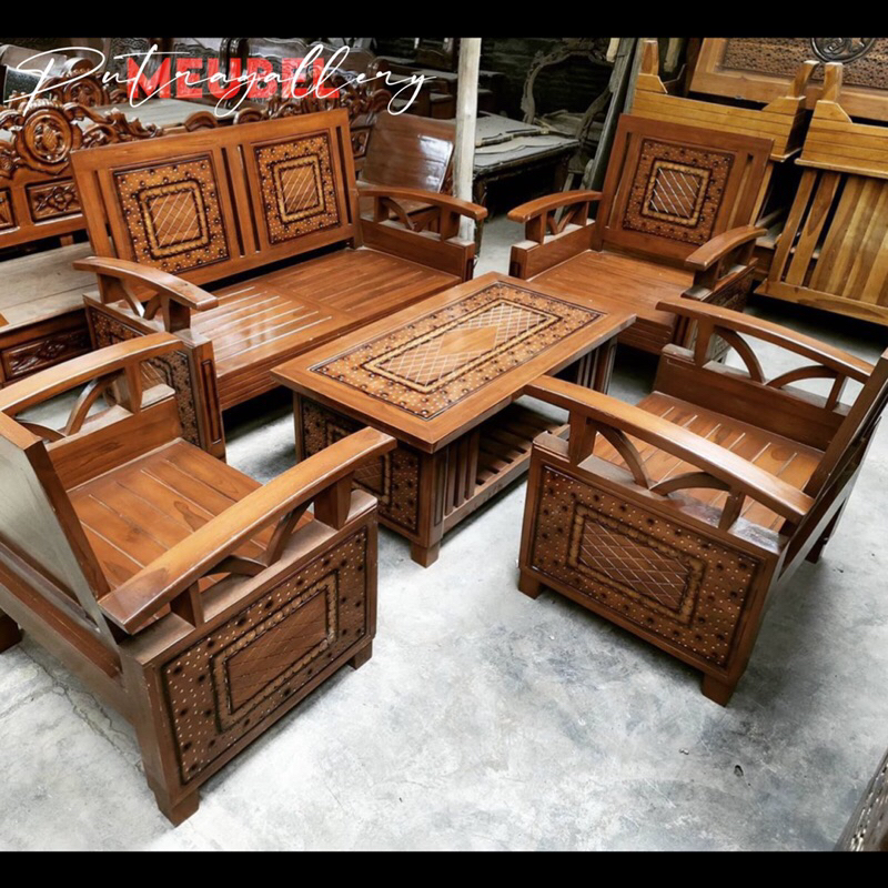 Kursi Tamu Koper Minimalis Ukir Full Kayu Jati Jepara