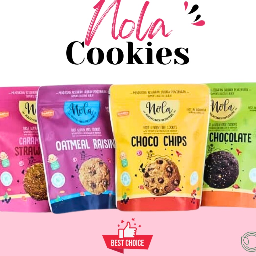 

MODEL FMH771 NOLA COOKIES GLUTEN FREE 75GR SNACK BISKUIT SEHAT DIET TINGGI SERAT COOKIE BEBAS GLUTEN CHOCO CHIPS DARK CHOCOLATE STRAWBERRY OATMEAL RAISIN