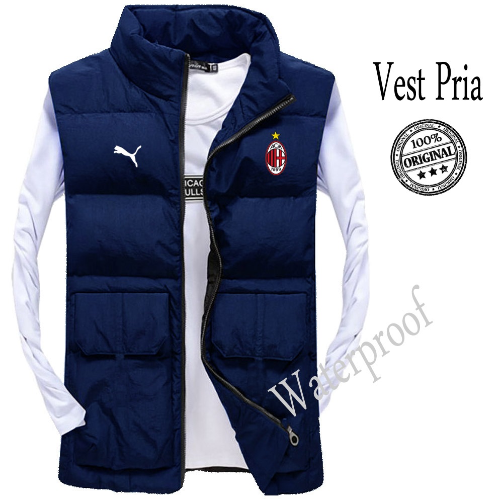Rompi Pria Terbaru / Jaket Rompi Pria dan wanita 2023 / Rompi pria murah & Original Logo Ac Milan Te