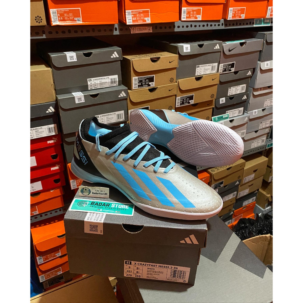 Sepatu Futsal Adidas X Crazyfast Messi.3 IN Silver IE4076 Original BNIB