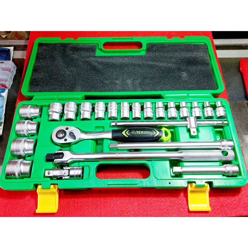 Tekiro Kunci Sok Set Besar 24 Pcs 1/2" DR. 6 PT 8-32 mm - Hand Socket Set - Shok Set - Shock Set