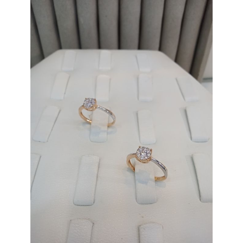 Cincin emas model baru permata bundar, cincin mas 22 kadar 375