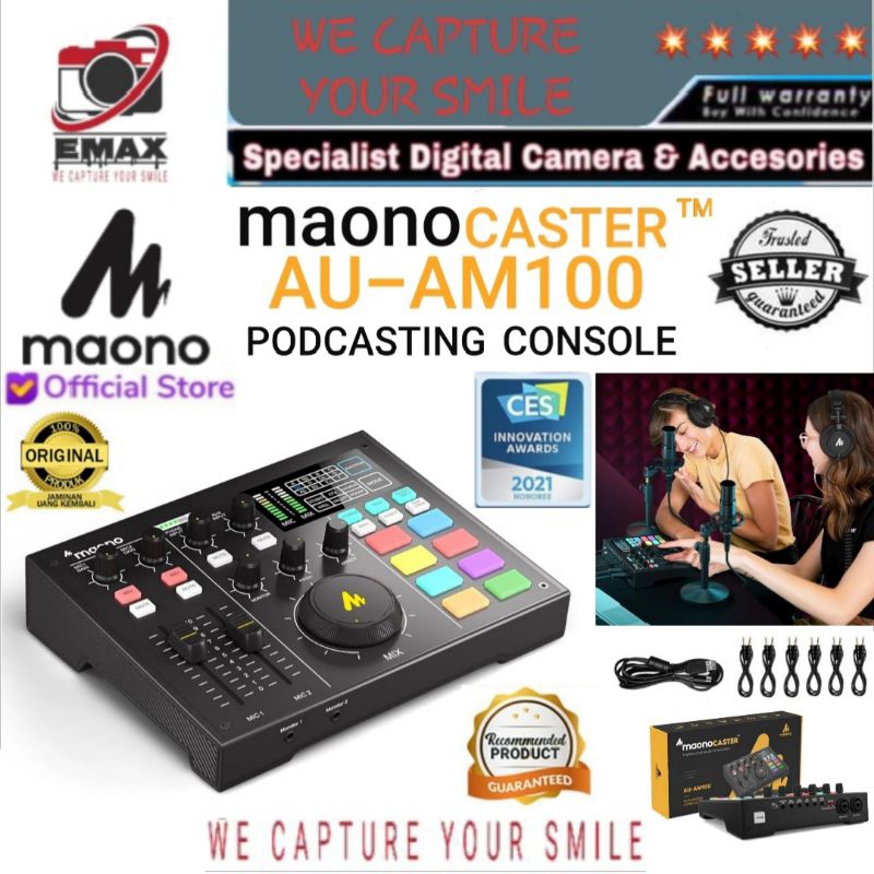 Maono Caster AU AM100 Podcast Console Mixer USB Soundcard Mic Livestreaming MaonoCaster AM100 Maono 