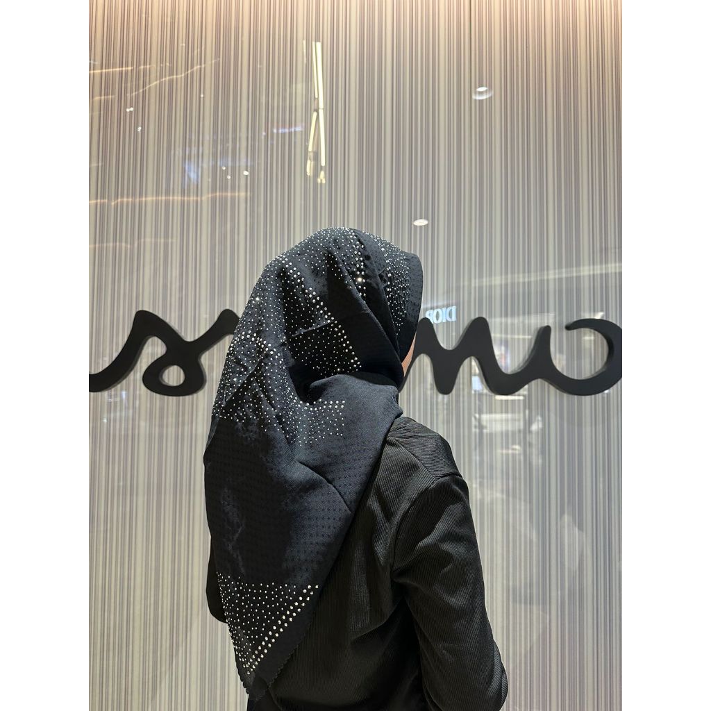 hijab segi empat wanita laser cut swarovski payet pres piramid premium terbaru