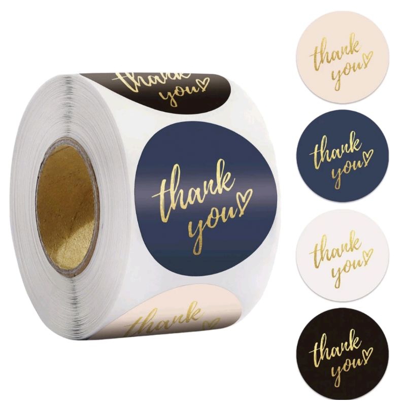 

(1 roll isi ±500 pcs) Stiker Label Terima kasih sticker thank you ukuran besar 38mm stiker selamat menikmati besar jumbo