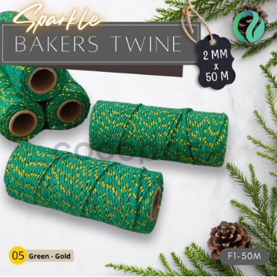 Sparkle Bakers Twine Benang Ikat Katun Hias Tali Warna 2mm 50M