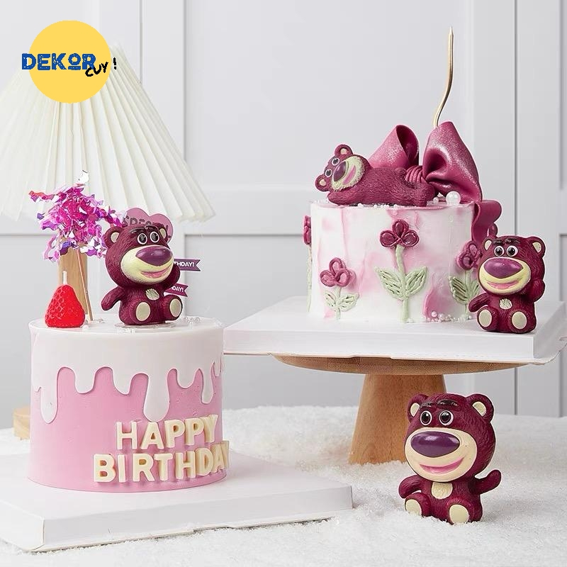 TOPPER BONEKA LOTSO TOY STORY beruang merah stroberi dekorasi hiasan kue ulang tahun anak happy birt