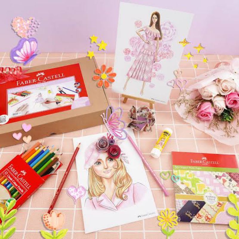 

FABER CASTELL FASHION DESIGN ORIGAMI GIFT BOX HAMPERS SET HADIAH KREATIVITAS ANAK