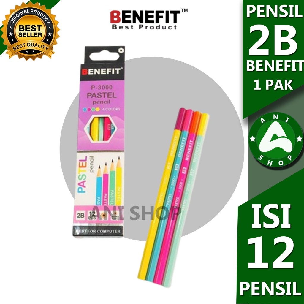 

PENSIL PASTEL BENEFIT P - 3000 2B 4 COLOR 1 PACK ISI 12 PCS ANI SHOPP