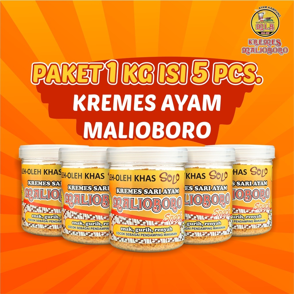 

(Paket 5pcs 1kg) Kremes Ayam Malioboro Toples 5pcs Kremesan Ayam Kampung Asli Oleh Oleh Khas Solo