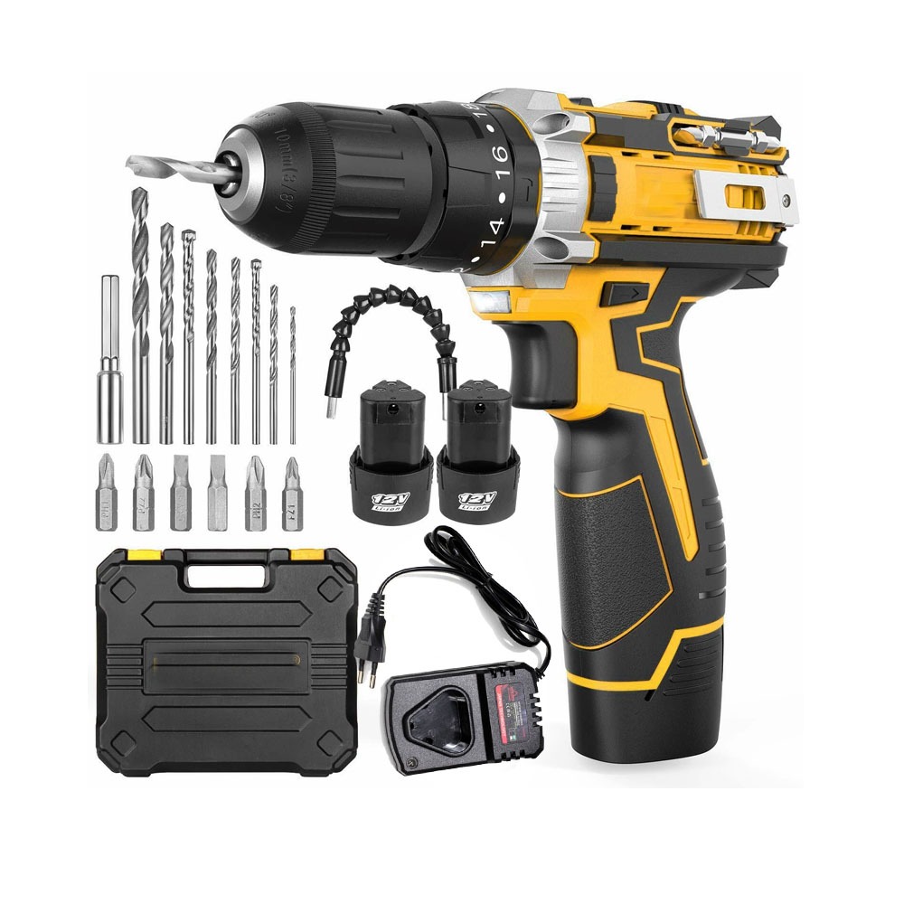 Bor baterai 12V YUKIDO mesin bor cordless bolak balik Bor Cordless12v, Bor Baterai 10mm Fullset High