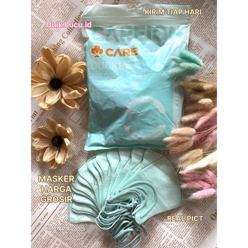MASKER DUCKBILL CAREION WARNA HIJAU SAGE ISI 50 PCS / MASKER DEWASA TEBAL / MASKER MURAH HARGA GROSI