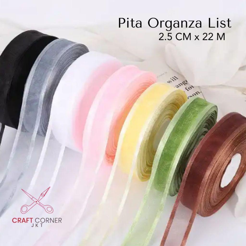 

[ROLL] 2.5cm x 22m Pita Organza List Mesh - Buket Bunga Hadiah