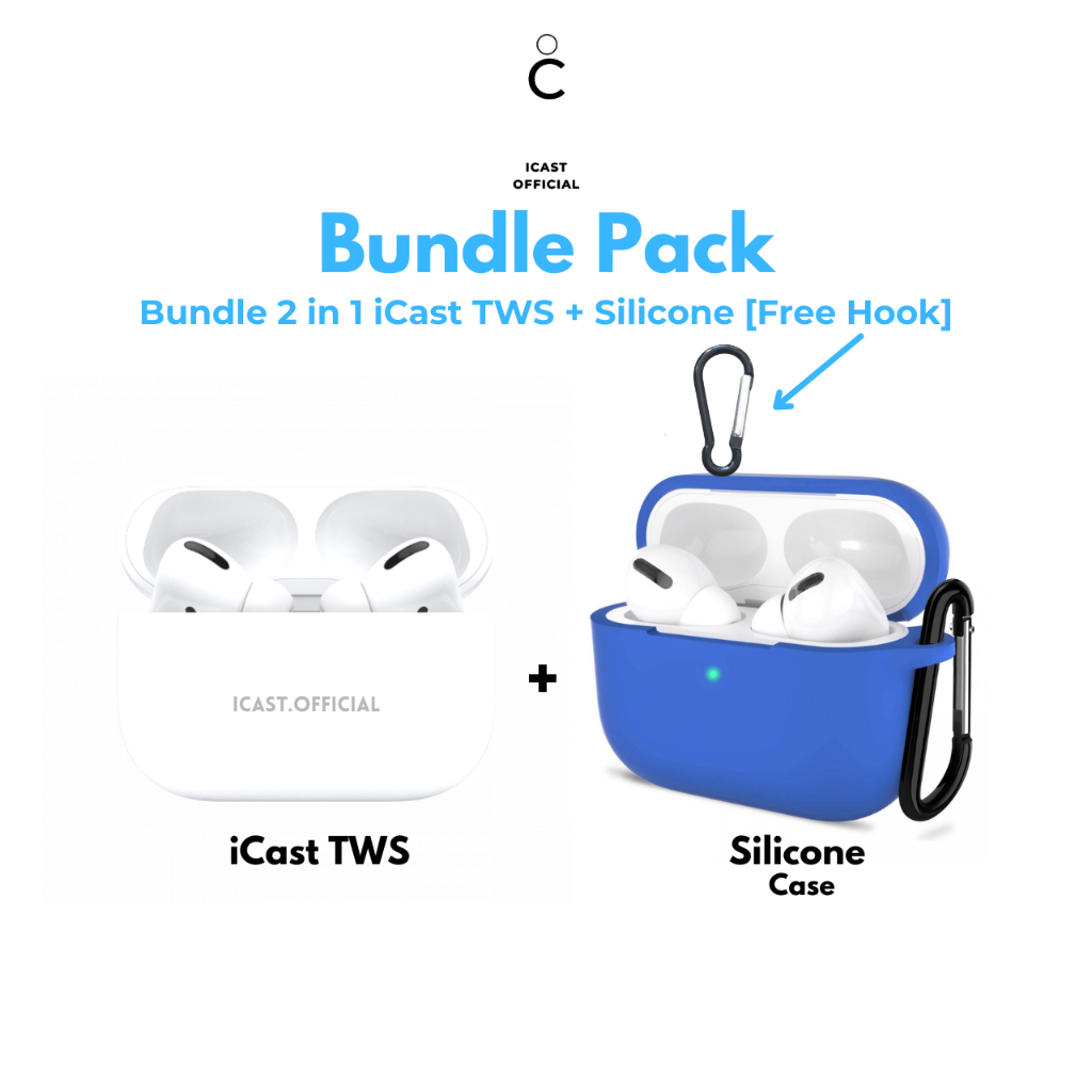 Bundle Hemat 2 in 1 Pack [iCast TWS Pro + Silicone Case + Gratis Hook] by iCast