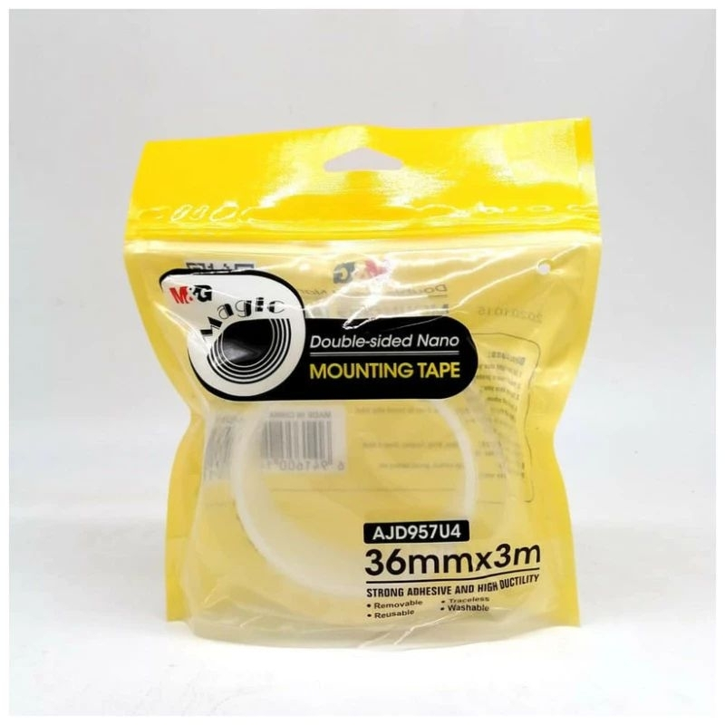

M&G Double Tape Transparan Double Sided Nano Transparent Mounting Tape Magic 36mm X 3 meter - Isolasi Perekat Ajaib Bening 2 Sisi