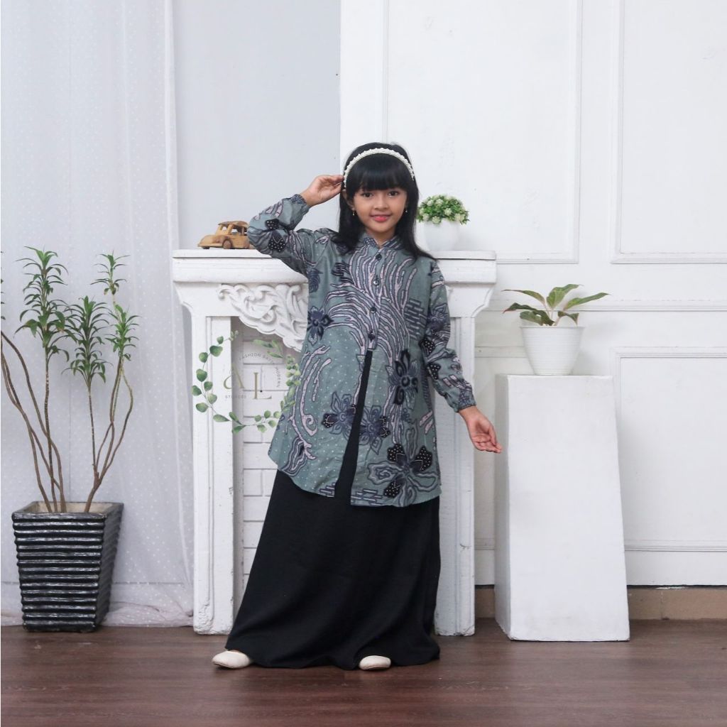 Alleastore03 Gamis batik Anak Motif Batik Motif Pita dress modern premium, dress muslim, gamis batik