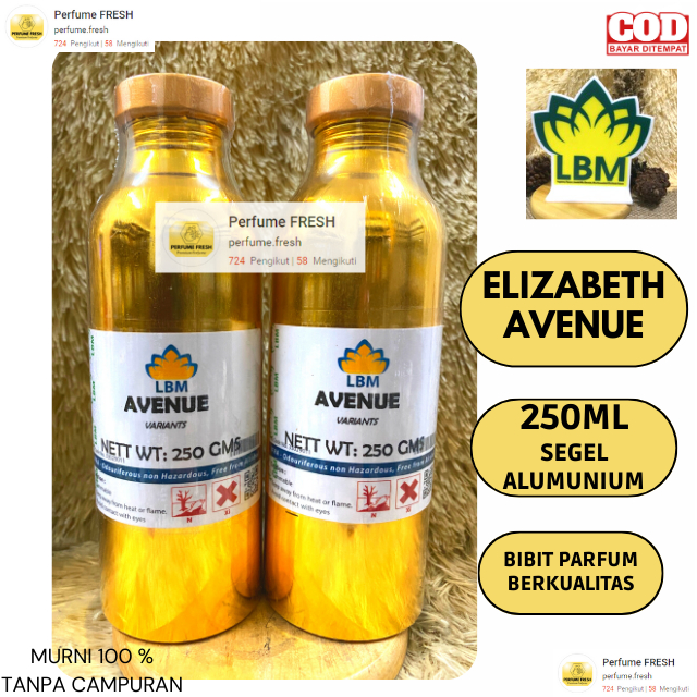 Parfum Murni ELIZABETH AVENUE Packing 250 ML SEGEL LBM Fragrance - PERFUME Terlaris Wanita - Bibit p