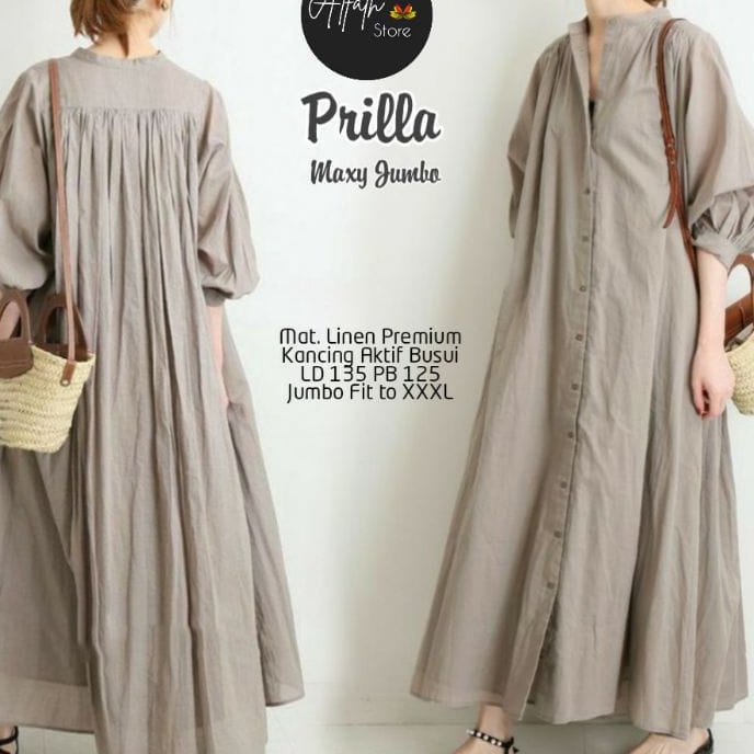 Belanja dengan Nyaman Hidup dengan Bahagia Dizzah Gamisku Prilla Maxy Dress Gamis Linen Model Terbar