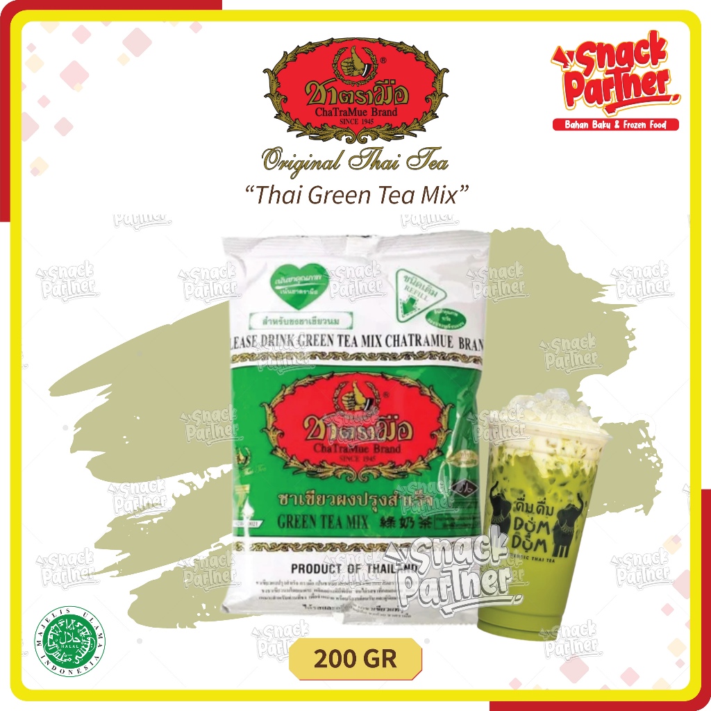 

CHATRAMUE Thai Green Tea 200 GR - Daun Teh Hijau Thailand Asli - Matcha Number One Import Halal