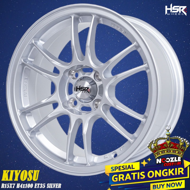 Velg Mobil HSR Ring 15 Terbaru Warna Silver Single PCD 100 Pelek Racing Ring 15