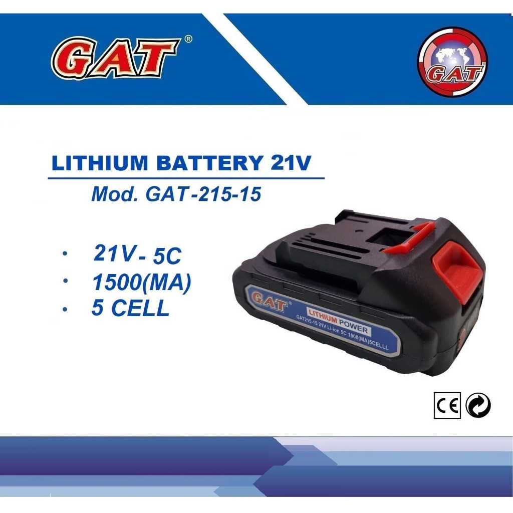 GAT Baterai KOTAK Litium Li-Ion 21V 5C 1500 MA 5 CELL / Volt Baterai Electric Cordless Rechargeable 