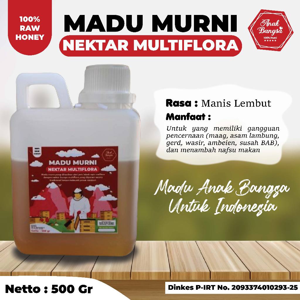 

Madu Asli Hutan Murni Nektar Multiflora 500 gram - Madu Anak Bangsa Grade A 100% Alami Raw Honey