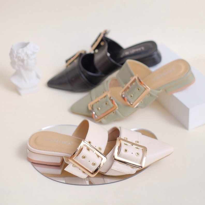 LAMELIKA  Zava Sandal Mules Wanita  sendal sepatu wanita kekinian  sendal cewek kekinian  sendal wan