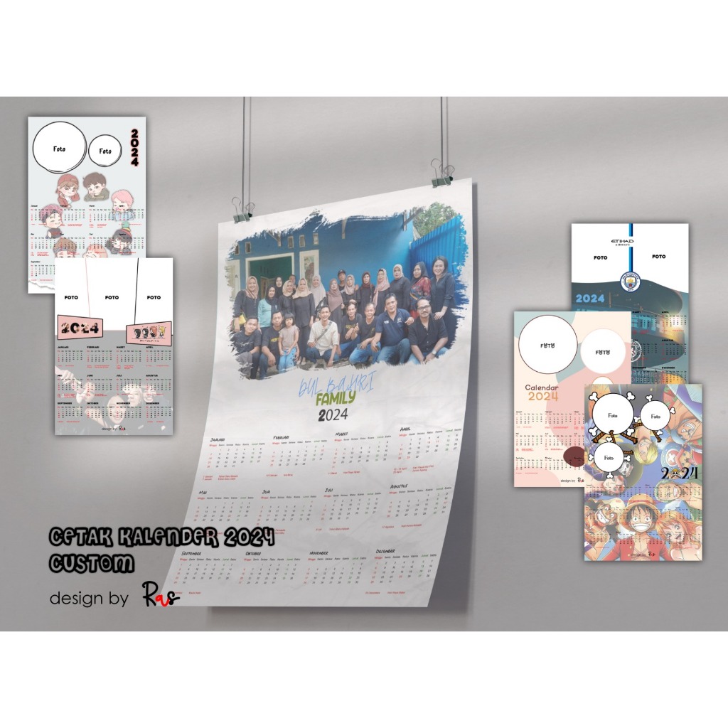 Cetak Kalender Dinding Custom Foto 2024 aesthetic Free Desain Kalender murah Kalender Kpop Kalender 